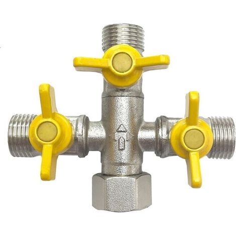 3-wege-verteiler Mit 3 Kugelhähnen – 1/2-zoll-anschluss – Metallgriffe – Hoher Wasserdruck