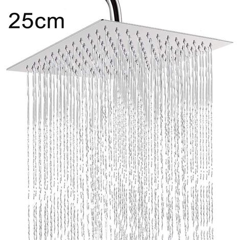 Quadratische Duschkopfdusche 25x25cm, Ultradünn, Hochdruck, Verstellbarer Regenduschkopf