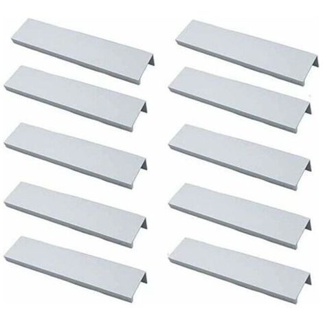 Set Aus 10 Unsichtbaren Möbelgriffen Aus Gebürstetem Aluminium – Lochabstand 96 Mm – Rostbeständig – Einfache Installation Mit Mitgelieferten Schrauben