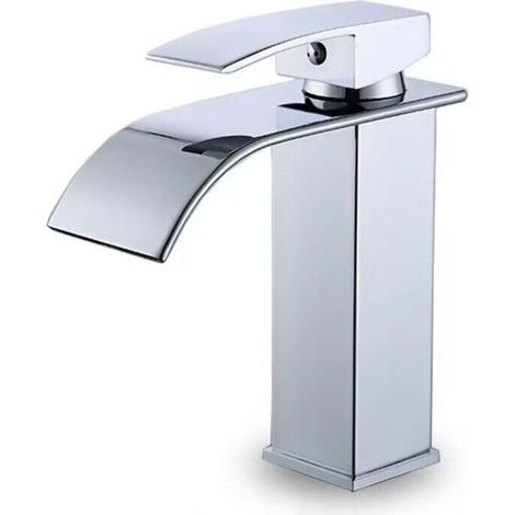 Moderne Kaskaden-badezimmerarmatur, Elegantes Design-waschbeckenarmatur, Messing-mischerarmatur Für Warmes Und Kaltes Wasser, Verchromte Armatur