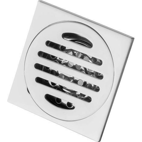 Edelstahl-badewannenablauf Mit Abnehmbarem Deckel, Quadratischer Abfluss Für Badezimmer, Dusche Und Wc, Rostfreier Gartenablauf 9,7 X 9,7 Cm, Silber
