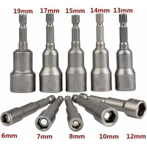 10-teiliges Set Magnetischer Schrauberbits: Magnetische Bits Für Schlagbohrschrauber 6-19 Mm