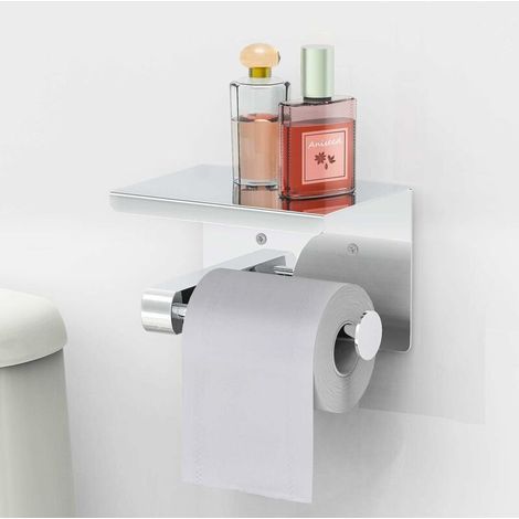 Toilettenpapierhalter, Selbstklebender Rollenhalter Ohne Bohren, Wc-papierspender Mit Ablage, Aus Sus 304 Edelstahl, Mit Kleber Für Wandmontage Im Badezimmer