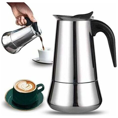 Italienische Kaffeekanne, 2 Tassen Aus Edelstahl, Kompatibel Mit Allen Herdarten, 100 Ml