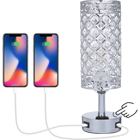 Tomshine Nachttischlampe Mit Touch-steuerung, Doppelter Usb-ladeanschluss Und 3-fach Steckdose, Dimmbar, Für Schlafzimmer, Wohnzimmer, Esszimmer Und Büro (glühbirne Enthalten)