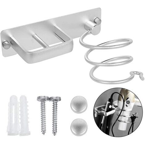 Trocknerhalterung, Wandhalterung Aus Aluminium Für Haartrockner Und Glätteisen, Mit Kabelhalter Zum Verstauen Von Haartrockner, Glätteisen, Haarbürsten Und Mehr (1)