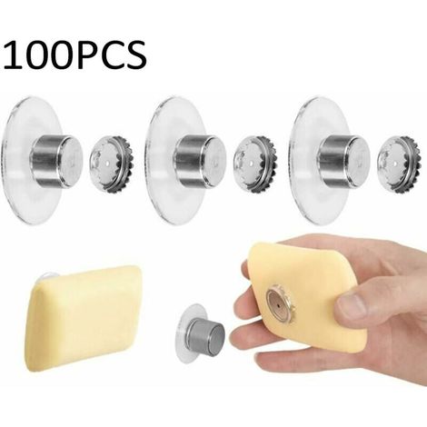 Set Von 100 Magnetischen Seifenspendern Mit Saugnäpfen, Konzipiert Für Eine Bohrfreie Nutzung. Diese Magnetischen Seifenhalter Sind Geeignet Für Badezimmer, Waschbecken, Badewannen Und Küchen.