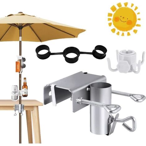 Verstellbarer Sonnenschirmhalter Für Balkon - Terrassen-sonnenschirmklemme - Balkon-sonnenschirmhalter - Sonnenschirmständer Für Outdoor-events, Camping, Silber (silver), Groß