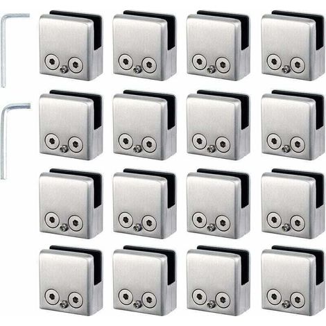 16 Stück Edelstahl 304 Glasklemmen 8-10mm, Winkelig Verstellbar, Zur Wandbefestigung Von Spiegeln, Für Treppengeländer Und Poolzäune