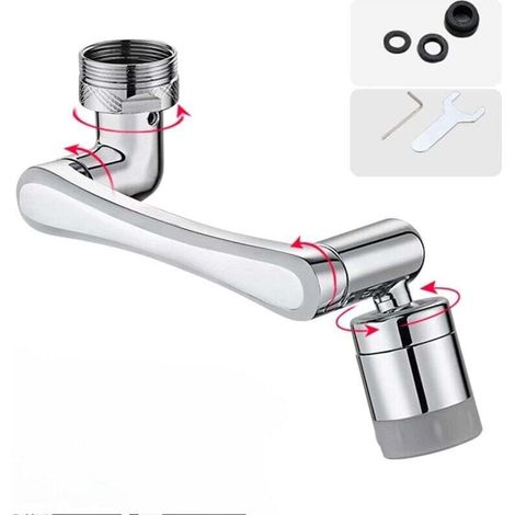 Drehbarer Wasserhahn 1440° - 2 Strahlarten, Multifunktions-luftmischer Für Küche/bad, Silber