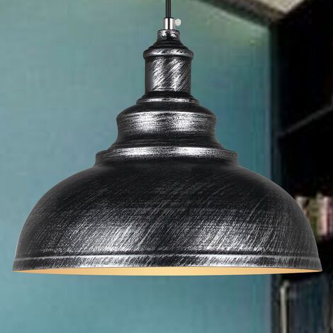 Industrielle Hängeleuchte, Vintage Deckenleuchte E27, Retro Metall Lampe Für Küche, Esszimmer, Wohnzimmer, Restaurant, Durchmesser 29 Cm (farbe Silber)