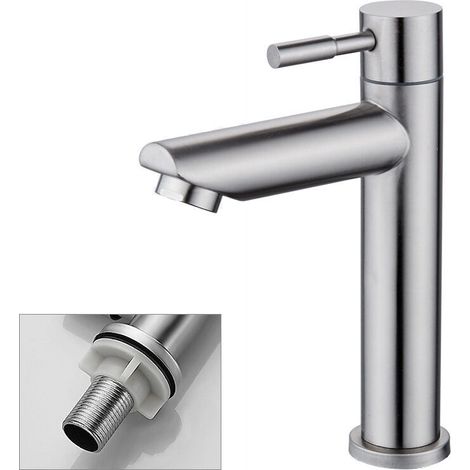 Nur Kaltwasser-badezimmerarmatur, Verchromte Kupfer-waschtischarmatur, Langlebig, Handwaschbecken-armatur Mit Abnehmbarem Perlator, Praktisch Zum Reinigen Oder Austauschen