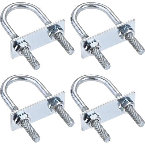 Satz Aus 4 Runden U-bolzen, 31 Mm Innenbreite, 90 Mm Länge, Stahl M8, Mit Mutter Und Platte