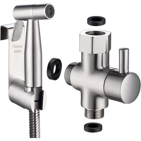 Kit Douchette Wc Edelstahl Handbidet Mit 3-wege-ventil 3/8