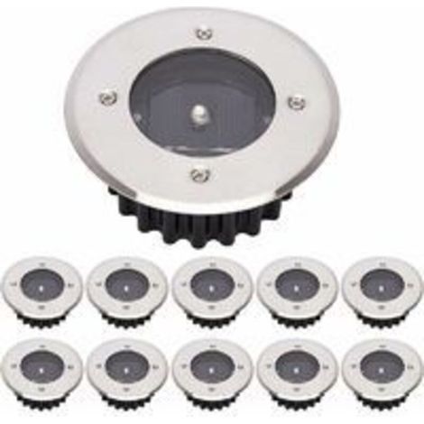 10er-pack Led-solarlampen Für Den Boden, Außenbeleuchtung, Straßenlaternenpfahl, Versenkbare Beleuchtung Ip65 Wasserdicht (kaltweiß, Rund) [energieeffizienzklasse A+]