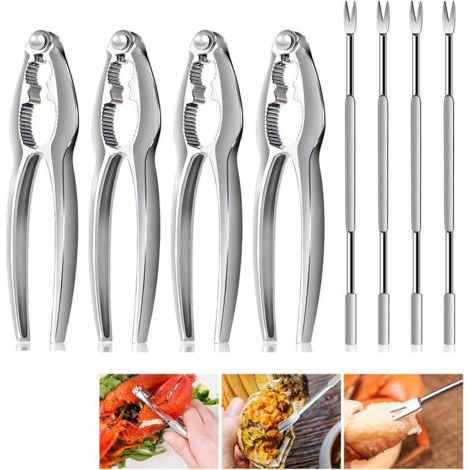 8-teiliges Set Aus Hummerknackern Und Gabeln, Werkzeuge Zum Knacken Von Krabbenbeinen, Cracker Und Meeresfrüchtegabeln Aus Edelstahl, Nussknacker-set Für Den Verzehr, Mit Halterung