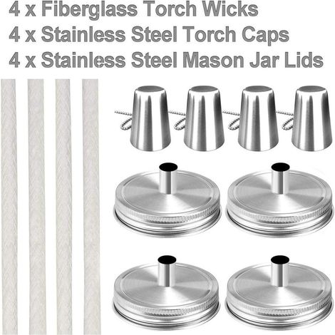 Für Mason-glas, Garten-öllampe, Ersatzdocht-set, 4 Stück