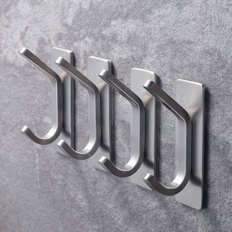 Robuste Selbstklebende Haken, Selbstklebende Haken In Verschiedenen Farben Und Stilen, Maximale Tragfähigkeit 13,6 Kg (4 Stück, Silber).