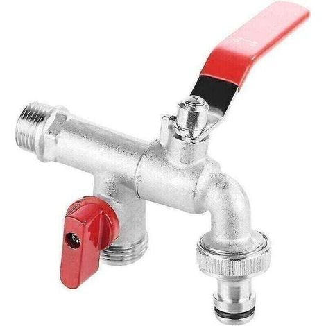 Waschmaschinenhahn, Außenhahn, 90-grad-wasserhahn Mit Doppelventil, 1/2-zoll-messinghahn Für Waschmaschine, Für Garten Und Außenbereich