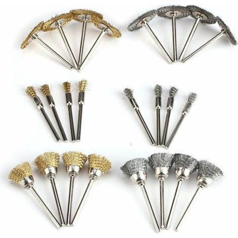 24-teiliges Set Aus Metallbürsten Für Bohrmaschinen, Messing- Und Stahl-drahtbürsten-räder Und -tassen, Komplettes Polierbürsten-set Aus Draht, Rotierende Schleifwerkzeuge Zum Entfernen Von Rost/korro