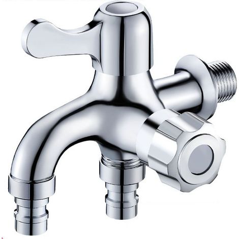 Doppelte Kupfer-waschbeckenarmatur, Doppelter Wasserrohranschluss, Abzweigrohr Für Waschmaschine, Adapter Für Doppelten Auslauf Am Waschbecken (silberfarben)