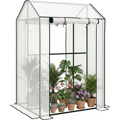 Gewächshaus Mit 2 Bereichen Und 2 Rolltoren - 0,8 M² Tomatengewächshaus, Maße 1l X 0,8b X 1,5h M, Stahl Und Pe