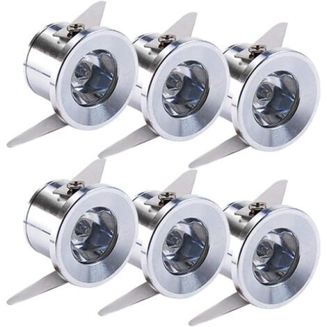 Satz Von 6 Mini-3w-led-einbaustrahlern Für Gipskarton Mit Separatem Transformator. Beleuchtung Für Vitrinen Und Möbelinnenräume.