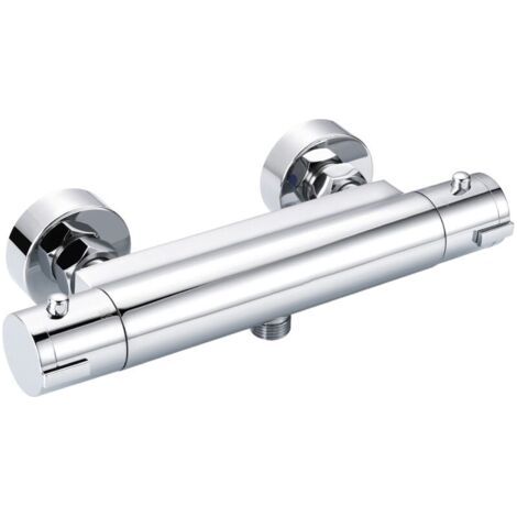 Crediri Wandmontierter Thermostatischer Duscharmatur, Verchromt Mit Sicherheitstaste, Aus Massivem Messing – Dbwf01gr