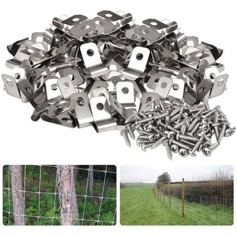 Packung Mit 100 Zaunklemmen, Edelstahl-drahtklemmen, Kabelklemmen, Drahtgitterklemmen, Befestigungsklemmen Für Landwirtschaftliche Zäune, 304