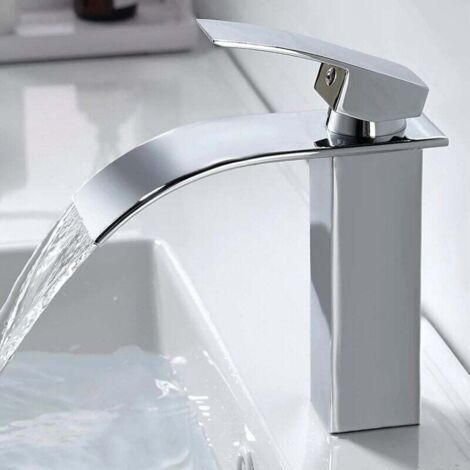Wasserfall-badezimmer-wasserhahn, Messing-mischerarmatur Für Warm- Und Kaltwasser, Verchromter Wasserhahn G 3/8 - Light Mumu