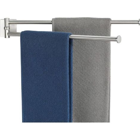 Handtuchhalter Mit 2 Stangen Für Badezimmer, Wandmontierter Handtuchhalter Aus Edelstahl, 180° Drehbar, Handtuchtrockner-organizer, 40cm Gebürstet, Egkn2502f-hd-400-ls