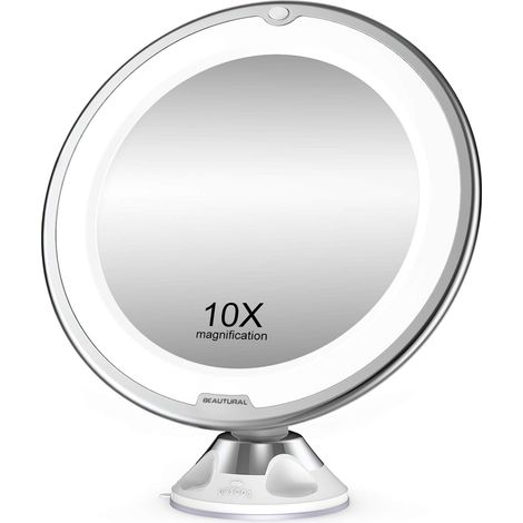 Vergrößernder Make-up-spiegel 10x Mit Led-beleuchtung, Verstellbares Kugelgelenk Mit 360°-drehung, Tragbarer Kosmetikspiegel Für Badezimmer Und Reisen