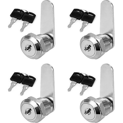 4 Stück Möbelschloss Mit Zylinder, Briefkastenschloss, 30mm Schubladenschloss, Nockenschloss, Jedes Schloss Hat Unterschiedliche Schlüssel, Für Schrank, Garderobe