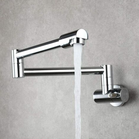 Klappbarer Wandküchenmischer – 360° Drehbarer Wasserhahn – Massivkupferkonstruktion – Chromfinish – Nur Kaltwasser