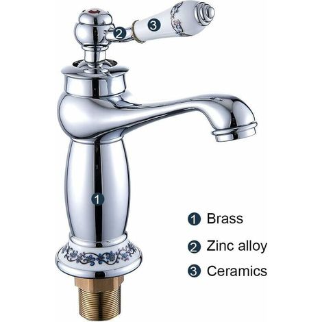 Luxuriöse Viktorianische Waschtischarmatur, Verchromter Mono-badezimmerwasserhahn, Warm- Und Kaltwasser-waschbeckenarmatur, Klassischer Wasserhahn (silber)