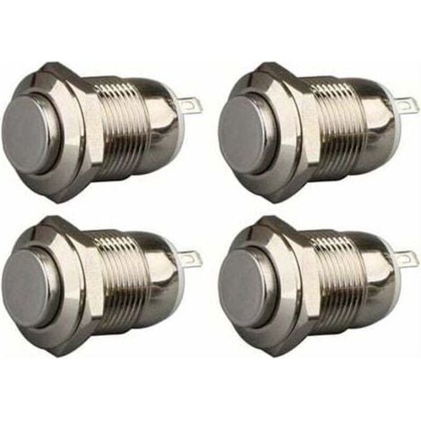 4 Stück 12mm 3a 12v/24v/125v/250v Ac Selbsthaltender Druckknopfschalter Wasserdicht Aus Edelstahl Ein/aus Taster (hoher Kopf)