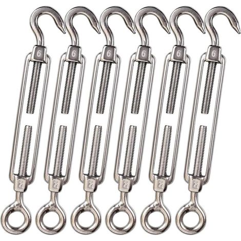 5er-set M6 Edelstahl-seilspanner 6 Mm, Zaunspanner Mit Haken, Verstellbarer Spanner Aus Rostfreiem Stahl 304 Für Seile, Kabel, Wäscheleinen, Garten Und Maschendrahtzäune