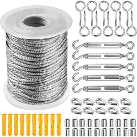 Edelstahl-seil Zum Aufhängen, 30 M Metallkabel, Kletterpflanzen-befestigungsset, Metallkabel Für Treppengeländer
