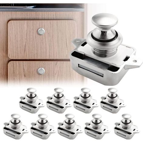 Satz Von 10 Druckknopf-verschlüssen Für Schränke, Schlüssellose Riegel, Einstellbar Für 15-18 Mm Dicke, Geeignet Für Wohnmobile, Boote, Yachten, Campingwagen, Schränke Und Türen