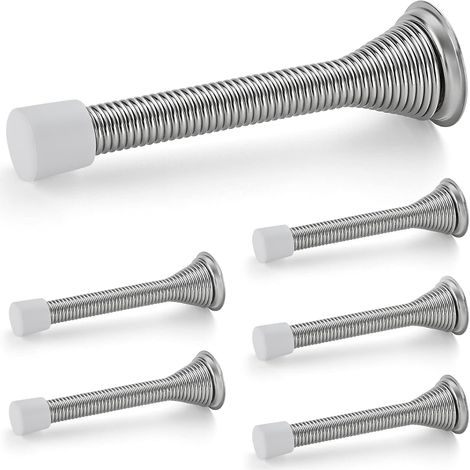 Türstopper, 6er-pack, Mit Feder Und Gummipuffer, In Satiniertem Nickel Für Den Unteren Türbereich