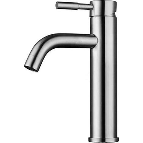 Moderner Einhebel-waschbeckenmischer Aus Edelstahl, Leise Keramikpatrone, Für Warmes Und Kaltes Wasser, Silber