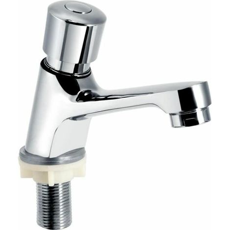 Verchromter Zeitschaltwasserhahn Mit Automatischer Abschaltung, Wassersparend, Für Küchenspüle, Badezimmer Und Öffentliche Bereiche, Silber