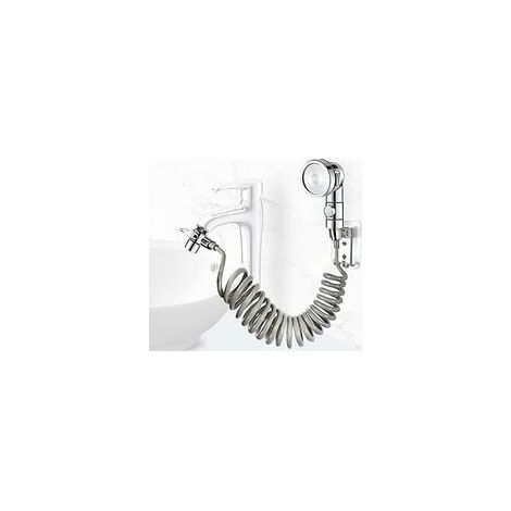 Duschset Für Waschbecken, Badezimmer-handbrause, Teleskopschlauch, Ideal Zum Haarewaschen Oder Reinigen Des Waschbeckens (wasserhahn Nicht Enthalten) (silber)