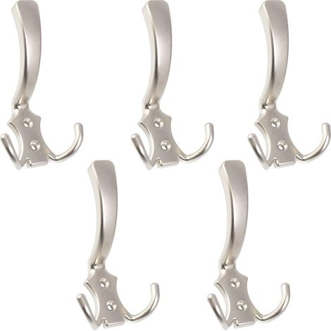 Satz Von 5 Dreifachen Wandhaken 115 X 72 X 65 Mm - Kleiderhaken / Garderobenhaken - Für Hüte / Bademäntel / Handtücher / Dusche / Wc - Satinierte Oberfläche