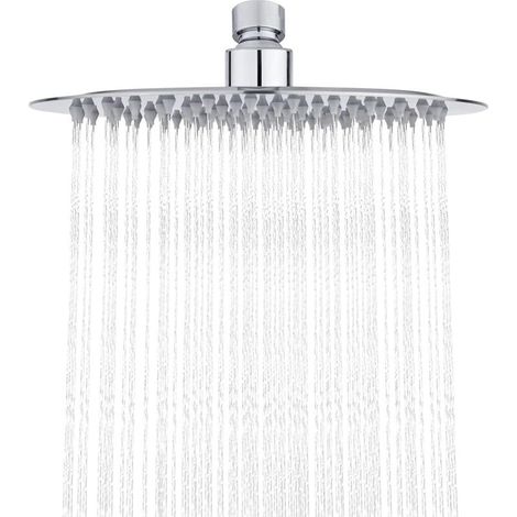 Runde Duschkopfaus Edelstahl 201 – Durchmesser 20 Cm – 90 Wasserstrahlen – 30° Neigung – 360° Drehung – 30% Wassereinsparung