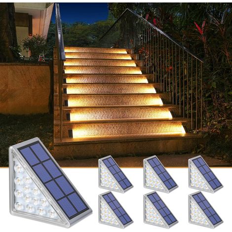 6er-set Solarleuchten Für Treppen, Terrasse, Gehweg, Vordach, Eingangstür Und Bürgersteig – Warmes Licht