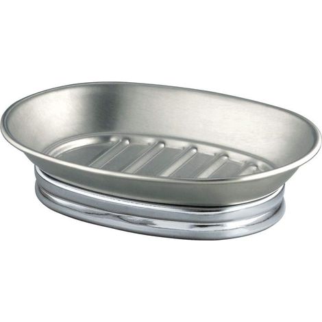 Elegante Seifenschale Aus Metall, Mattes Silber