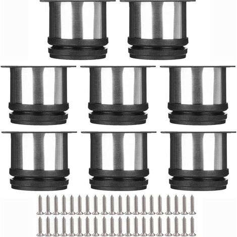 Ausgewähltes Set Aus 8 Möbelfüßen, Verstellbare Küchenfüße Ø 50 Mm/höhe 50 Mm, Runde Metallfüße Aus Edelstahl Für Sofa, Tischbeine