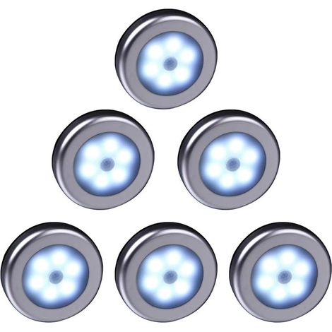 Kabellose Led-lampe Mit Bewegungsmelder Für Schrank, Treppe, Flur, Küche, Schlafzimmer (6er-pack) (silbergehäuse, Weißes Licht)