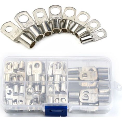 Satz Von 60 Verzinnten Kupferkabelschuhen Mit Bolzenloch, Crimp-steckverbindern, Kabelösen, Ringkabelschuhen, Kabelsteckverbindern, Klemmensteckverbindern, Batterieklemmen-endstück-kit Mit